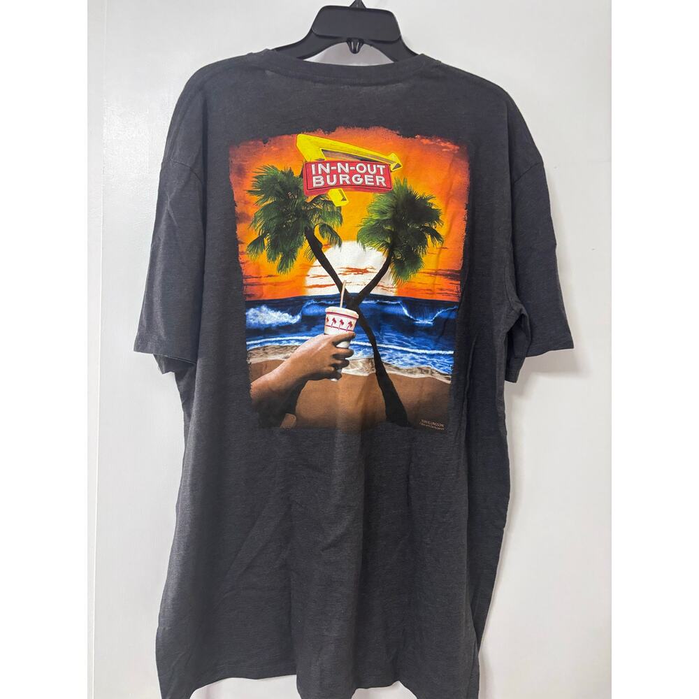In-N-Out Burger Las Vegas T-Shirt XXL Black Beach Sunset Palm Trees Graphic 2XL